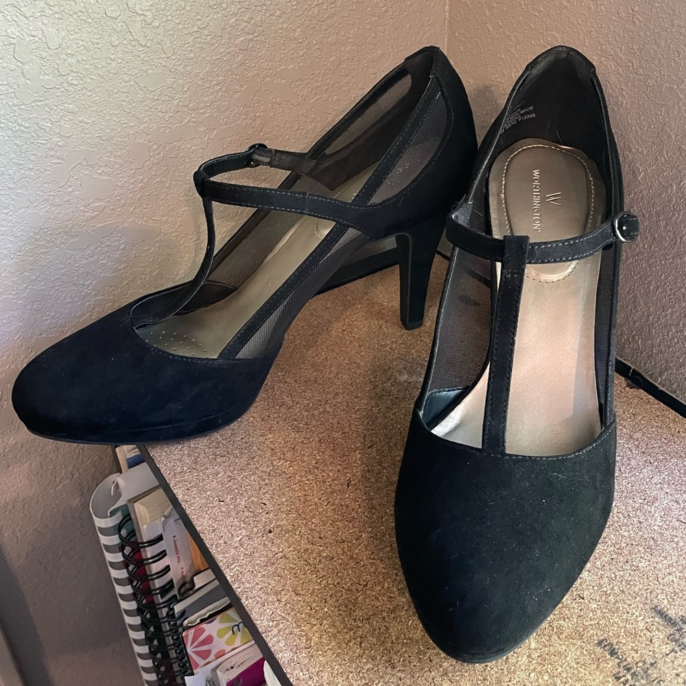 Worthington Black T-Strap Heels